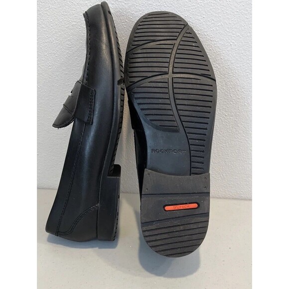 Rockport Mens 10.5 M Walkability Trutech Black Leather Penny Loafer Dress Shoes - Picture 11 of 16